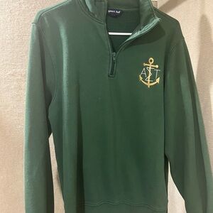 Green Anchor Quarter-Zip Sweater